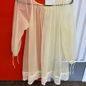 60s Miss Elaine Elegant Sheer Babydoll Yellow Nightgown